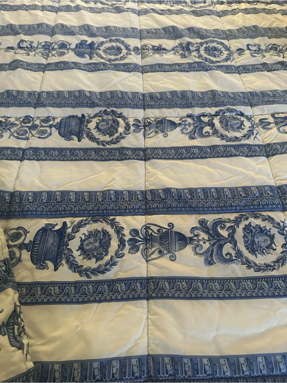 Vintage Gianni Versace Blue Medusa Baroque King Comforter Set